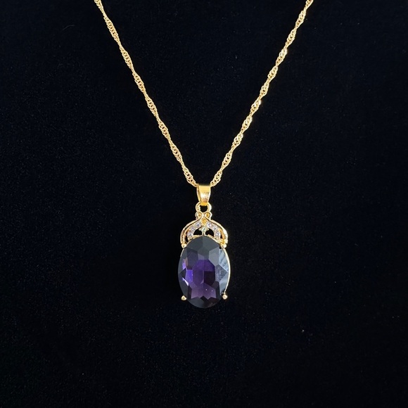 Purple Pendant 14kg plated Necklace - Picture 3 of 8